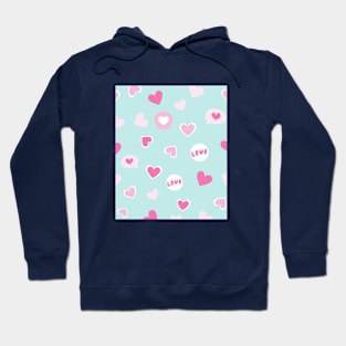 Love Valentines cute hearts in green background ,brafdesign Hoodie